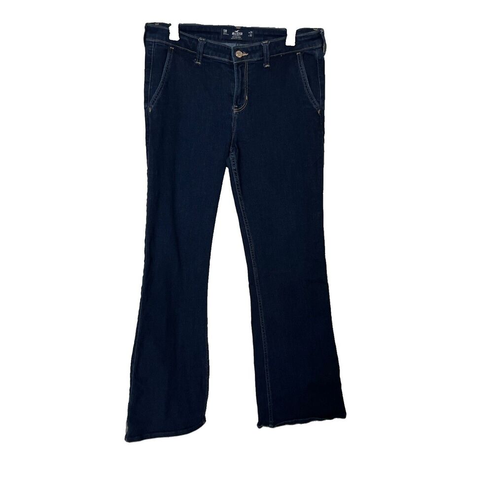 Hollister Low Rise Boot Cut Jeans 13R Dark Wash 31 Y2K
